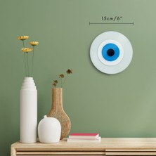 Ennea Art Minimalist Beyaz Nazar Boncuğu El Yapımı Ahşap Büyük Nazarlık 15 cm Hediyelik Eşya