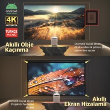 Vankyo H300A Android TV 4K Destekli Projeksiyon Cihazı +Auto Focus+Auto Keystone 6G Wi-Fi+5.2 Bluetooth 240 Inç Yansıtma+HiFi Dolby Ses Sistemi Beyaz PS5/PS4/XBOX/HDMI/USB