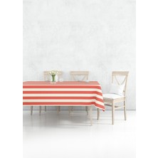 The Mia Stripe Dikdörtgen Masa Örtüsü Nar Çiçeği 150X230CM