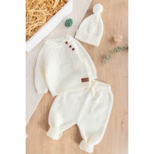 Babymod Erkek Bebek Bereli Triko Kışlık Bebek Takım Şapkalı Bebek Takım