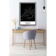 Hari Tasarım Sivas Şehir Haritası Çerçevesiz Poster-Harita Sanatı, Map Art Design