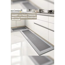 Destpak 2 Adet Su Emici Kaymaz Tabanlı Banyo Paspası Seti - Mutfak Tezgah Önü Paspası - 50X70 ve 40X120 cm