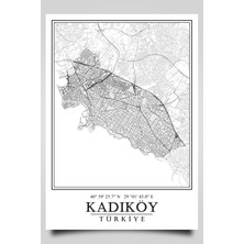 Hari Tasarım Kadıköy Şehir Haritası Çerçevesiz Poster-Harita Sanatı, Map Art Design