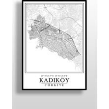 Hari Tasarım Kadıköy Şehir Haritası Çerçevesiz Poster-Harita Sanatı, Map Art Design