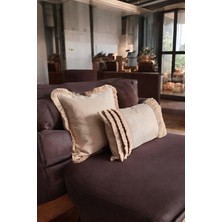 Doryan Home Vera Keten Döşemelik Kumaş Püskül Fırfır Detaylı Krem Kare Dikdörtgen Dekoratif Kırlent Kılıfları 45x45 60x35
