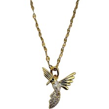 Arnes Jewelry Çelik Zirkon Taşlı Kuş Detaylı Kolye
