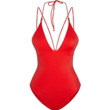 Bonesta Swimwear Crocata Kırmızı V Yaka Üçgen Mayo