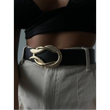 ZR Accessory Gold Yılan Tokalı Kadın Pantolon Kemeri, Ceket Kemeri, Elbise Kemeri, Gömlek Kemeri