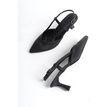 Modabuymus Miniparis Siyah Stiletto Arkası Açık Abiye Ayakkabı