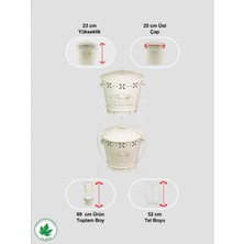 Lin Metal Iki Katlı Konik Metal Patates Soğan Kovası, Saklama Kabı, Organizer, Sebzelik (Delicious Traditions Baskılı) LN1019