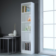 Mobilique Lila Modern Tasarımlı Beyaz Suntalam Kitaplık 149 cm Yükseklik 36 cm Genişlik 20 cm Derinlik