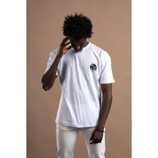 Fbı Yarım Oversize (Hafif Bol Kesim) Arkası Baskılı Pamuklu T-Shirt