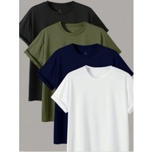 Cool Tarz Erkek 4 Lü Paket Comfort Fit %100 Pamuk Kalın Dokulu Çok Renkli T-Shirt