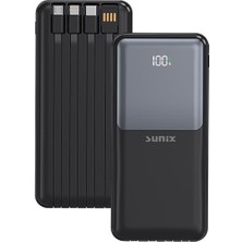 Sunix 20000 mAh Dijital Göstergeli Dahili Çoklu Kablolu Taşınabilir Powerbank Siyah Pb-50