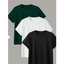 Cool Tarz Erkek 3 Lü Paket Comfort Fit %100 Pamuk Kalın Dokulu Çok Renkli T-Shirt