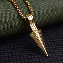 İdol Avm Erkek Kolye Çelik Ok Ucu Sarı Okçu Takı Aksesuar K24 T5