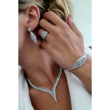 Ose Shop Pırlanta ışıltısında zirkon taşlı 925 ayar gümüş lüks set takım