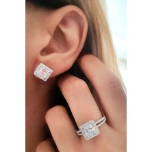 Ose Shop Swarovski taşlı gümüş lüks yüzük küpe takım