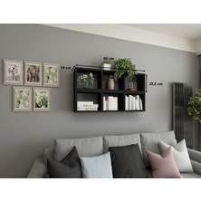Dekormer Design Kitaplık Duvar Rafı Yatay Dikey Takım Siyah