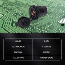 Vuebul Hızlı Şarj 3.0 Çift USB Araç Şarj Cihazı 12V 36W USB Hızlı Şarj Cihazı Anahtarlı Tekne Motosiklet Kamyon Golf Arabası Için Mavi (Yurt Dışından)