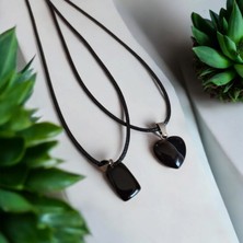 Mga Doğaltaş Siyah Akik Taşı  Kolye 2 Adet Özel Model Hediyelik Eşya  Sevgili Kolye Çift Sevgili Kolyesi