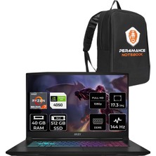 Msı Katana A17 Aı Amd Ryzen 7 8845HS 40GB 512GB SSD RTX4050/6GB 17.3" Fhd 144Hz Fdos Taşınabilir Bilgisayar B8VE-853XTR & Per4 Çanta B8VE853XTRP322