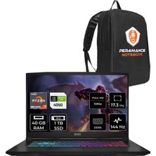 Msı Katana A17 Aı Amd Ryzen 7 8845HS 40GB 1tb SSD RTX4050/6GB 17.3" Fhd 144Hz Fdos Taşınabilir Bilgisayar B8VE-853XTR & Per4 Çanta B8VE853XTRP323