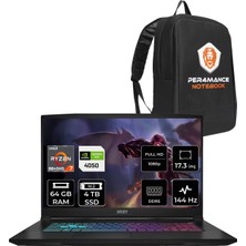 Msı Katana A17 Aı Amd Ryzen 7 8845HS 64GB 4tb SSD RTX4050/6GB 17.3" Fhd 144Hz Fdos Taşınabilir Bilgisayar B8VE-853XTR & Per4 Çanta B8VE853XTRP335