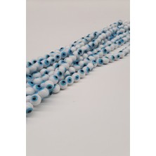 Beyazlı Mavili Cam Nazar Boncuğu