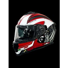 Sway 865 Engıne Whıte Red Güneş Vizörlü Full Face Kask