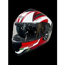 Sway 865 Engıne Whıte Red Güneş Vizörlü Full Face Kask
