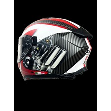 Sway 865 Engıne Whıte Red Güneş Vizörlü Full Face Kask