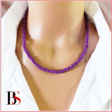 BijuStore Mor Renk Kesme Boncuk Kadın Kolye