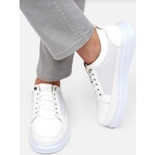 Zegeshoes Erkek Beyaz Lastikli Fileli Ortopedik Günlük Spor Ayakkabı Garantili Sneaker Spor Ayakkabı