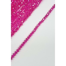 Fuşya Şeffaf  Kristal Boncuk 4 Mm