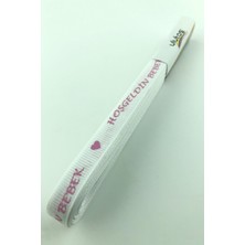 Krem Bebe Pembe Hoşgeldin Bebeğim Baskılı Grogren Kurdele 2 cm