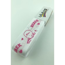 Beyaz Pembe Hoşgeldin Bebeğim Baskılı Grogren Kurdele 2,5 cm
