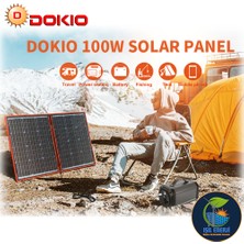 Dokıo 100 Watt Katlanır Portatif Monokrıstal Güneş Paneli 10 Amper Şarj Cihazı Adaptörleri