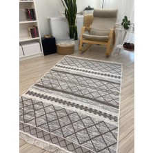 Stay With Love Kilim Çift Taraflı Dokuma Kilim Yıkanabilir Pamuk Dokuma Modern Desenli Kilim Bej-Krem