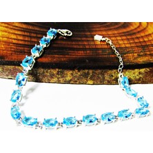 Lilah Gümüş Tr Lilahgümüştr Gümüş Aqua Oval Taşlı Kadın Bileklik