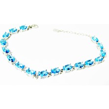 Lilah Gümüş Tr Lilahgümüştr Gümüş Aqua Oval Taşlı Kadın Bileklik