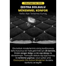 TeknoClub Tay Tüyü Cepli & Terletmez Oto Koltuk Minder Seti - Koltuk Koruma Kılıfı (3'lü Set) Siyah-Beyaz