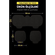 TeknoClub Tay Tüyü Cepli & Terletmez Oto Koltuk Minder Seti - Koltuk Koruma Kılıfı (3'lü Set) Siyah-Beyaz