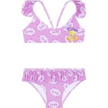 Slipstop Tweety Sırt Detaylı Fırfırlı Bikini Kız Çocuk Bikini SM21110204