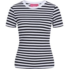 Jack & Jones 12249830 Jxgigi Str Ss Stripe Tee Jrs Sn Kadın Tişört