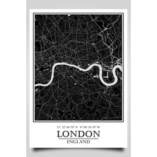 Hari Tasarım Londra Şehir Haritası Çerçevesiz Poster-Harita Sanatı, Map Art Design