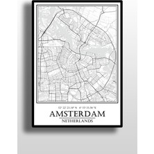 Hari Tasarım Amsterdam Şehir Haritası Çerçevesiz Poster-Harita Sanatı, Map Art Design