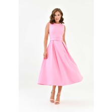 Şeyda Butik Pembe Midi Elbise