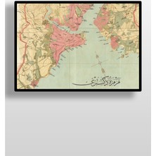 Hari Tasarım Tarihi Istanbul Haritası Çerçevesiz Poster-Osmanlı Dönemi-Harita Sanatı, Map Art Design