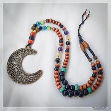 Z Jewelry Art Magan - El Yapımı Etnik Otantik Bohem Kadın Erkek Unisex Ay Hilal Kolye